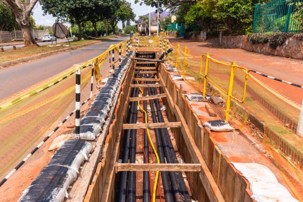 Electrical new high voltage cables been installed in underground Trenches